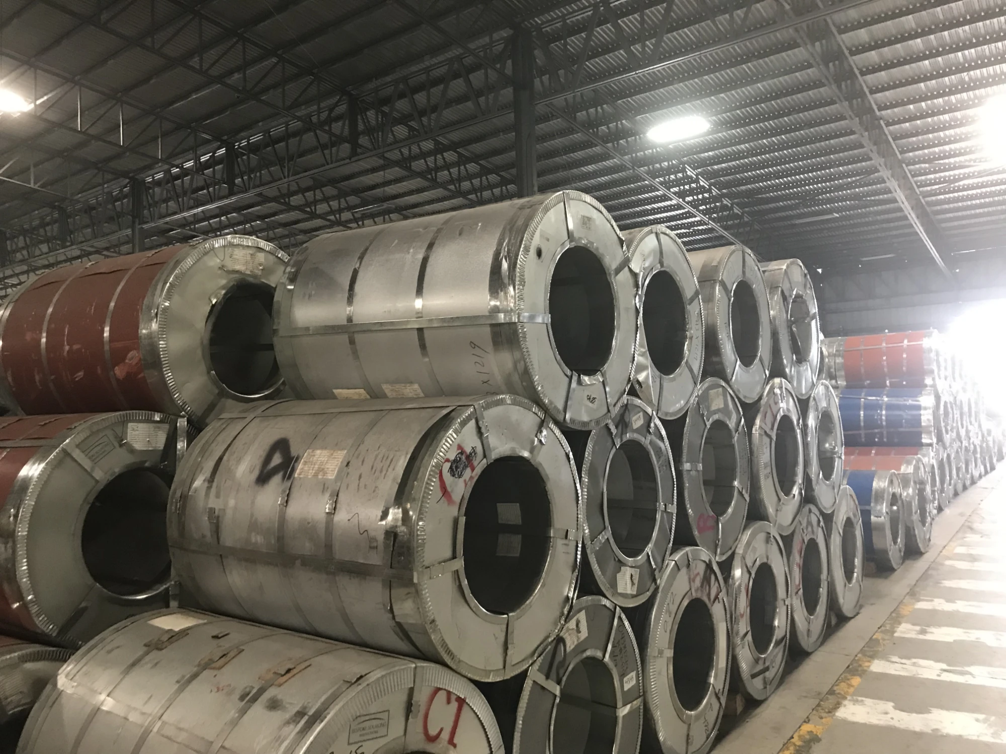 Electrical steel coils in warehouse